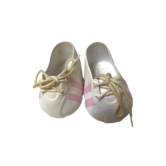 Vintage Cabbage Patch Doll White & Pink Stripe Gym / Tennis Shoes - Picture 1 of 6